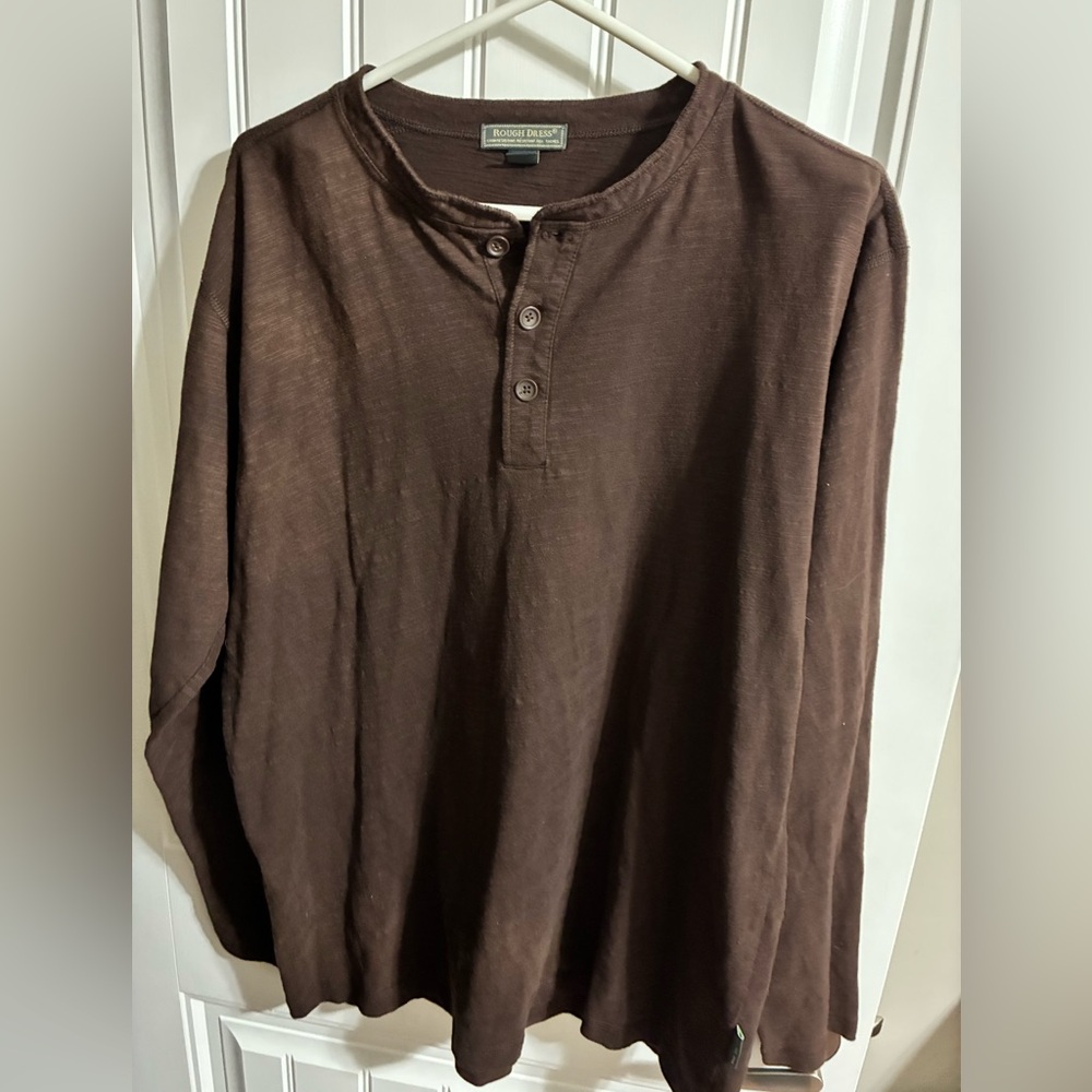Rich Brown Long Sleeve Rough Dress long sleeve Shirt
